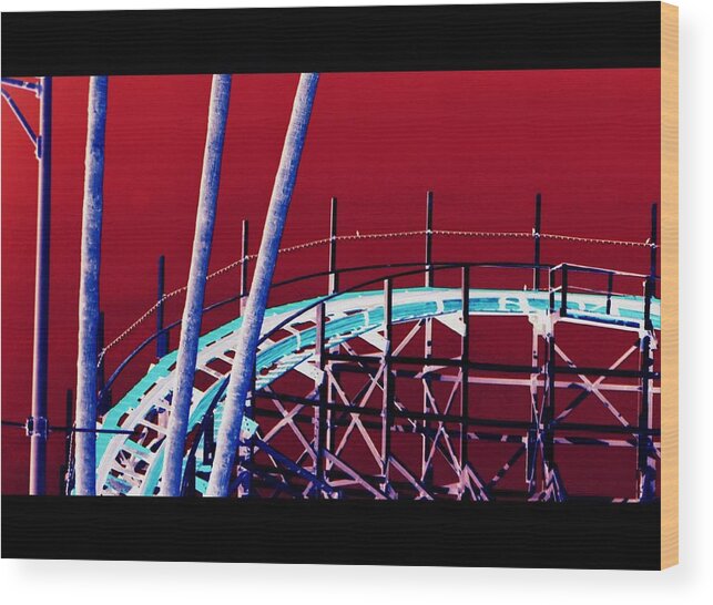 Roller Coaster Wood Print featuring the photograph Santa Cruz Roller Coaster by Antonia Citrino