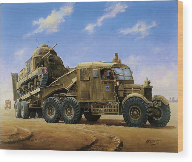 Ww2 Wood Print featuring the painting Scammell Pioneer 1942. by Mike Jeffries