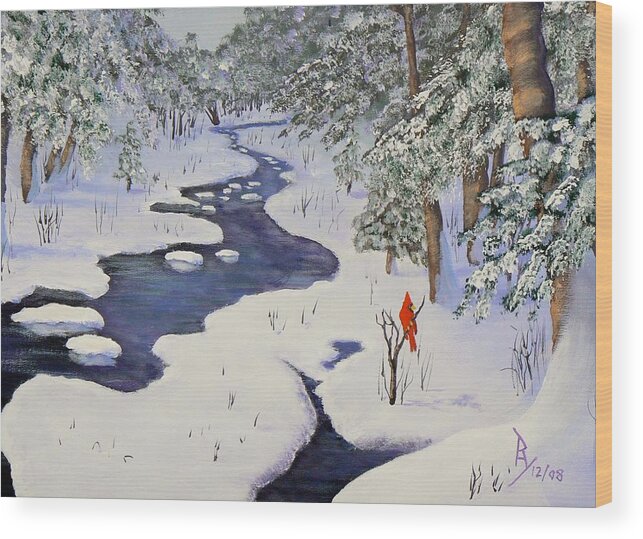 Christmas Wood Print featuring the painting Serenity by Ray Nutaitis