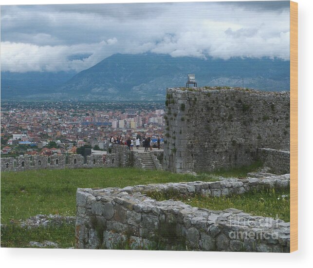 Shkoder Wood Print featuring the photograph Shkoder from Rozafa Castle - Albania by Phil Banks