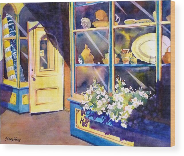 Shop Window Wood Print featuring the painting Shop window by Betty M M Wong