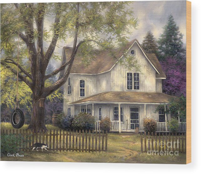  Old House Wood Print featuring the painting Simple Country by Chuck Pinson