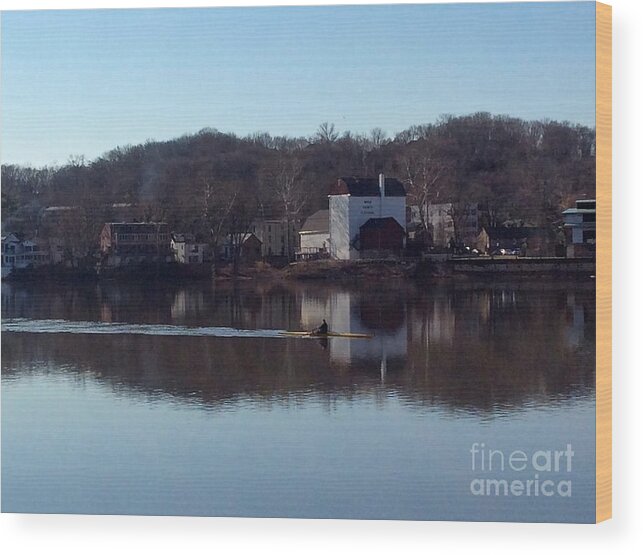Boats Wood Print featuring the photograph Single Scull on the Delaware by Christopher Plummer