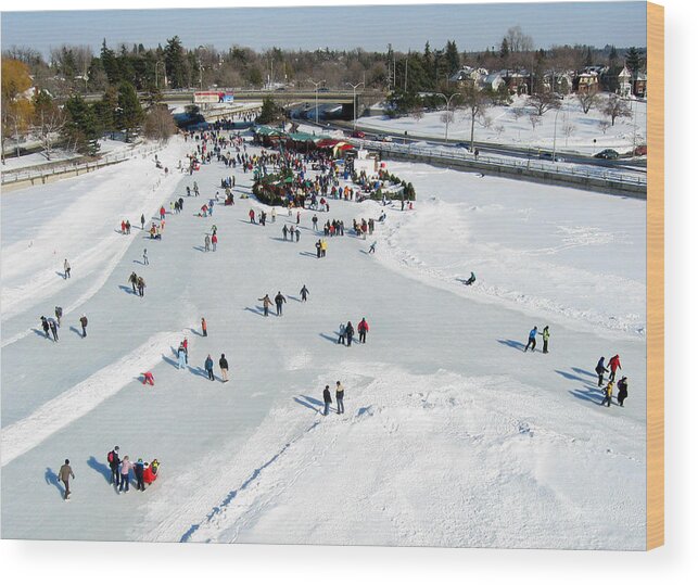 Art Wood Print featuring the photograph Skating on Dow's Lake at Bronson Bridge by Rob Huntley