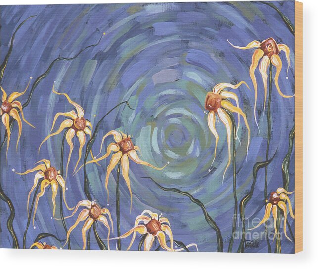 Floral Wood Print featuring the painting Sky Dance by Tanielle Childers