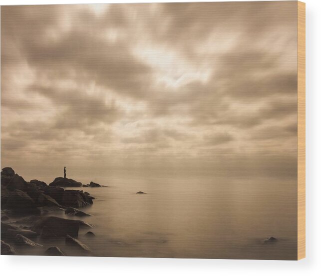 lake Superior great Lake human Element small.. Me Wood Print featuring the photograph Small... by Mary Amerman
