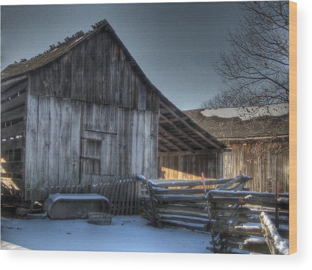 Barn Wood Print featuring the photograph Snowy Barn by Jane Linders