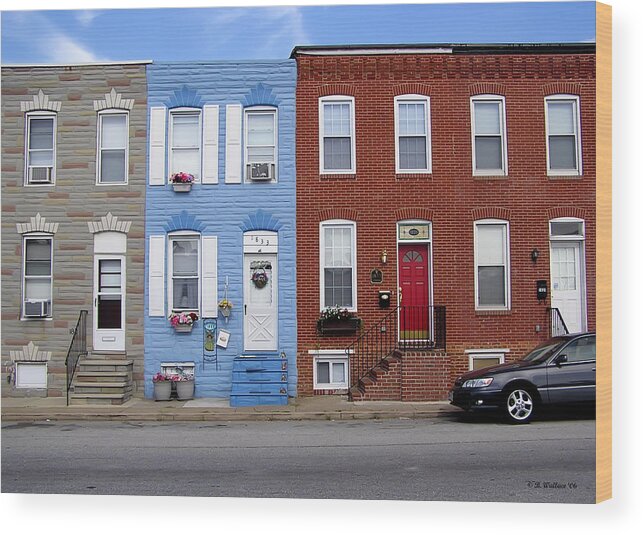 2d Wood Print featuring the photograph South Baltimore Row Homes by Brian Wallace