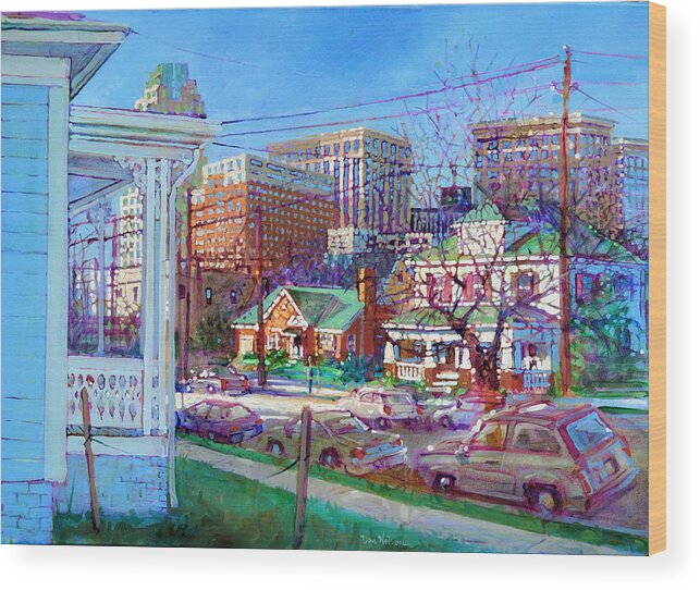 Raleigh Wood Print featuring the painting Southeast Raleigh by Dan Nelson