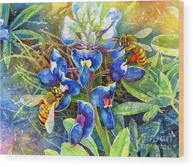 Bluebonnet Wood Print featuring the painting Spring Breeze by Hailey E Herrera