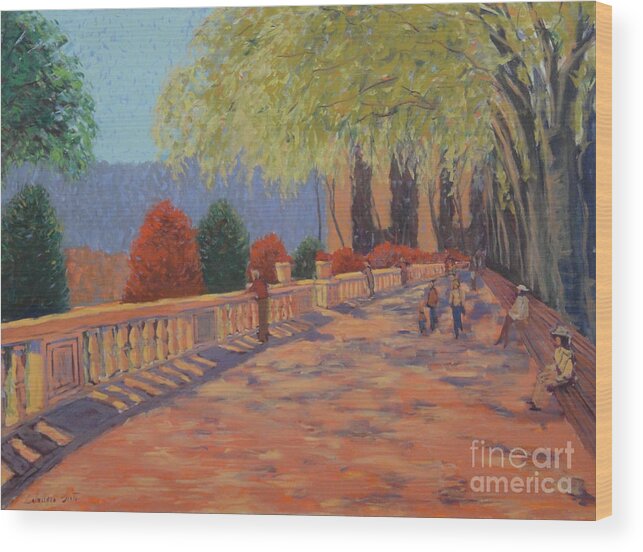 Landscape Wood Print featuring the painting Spring Day by Monica Elena
