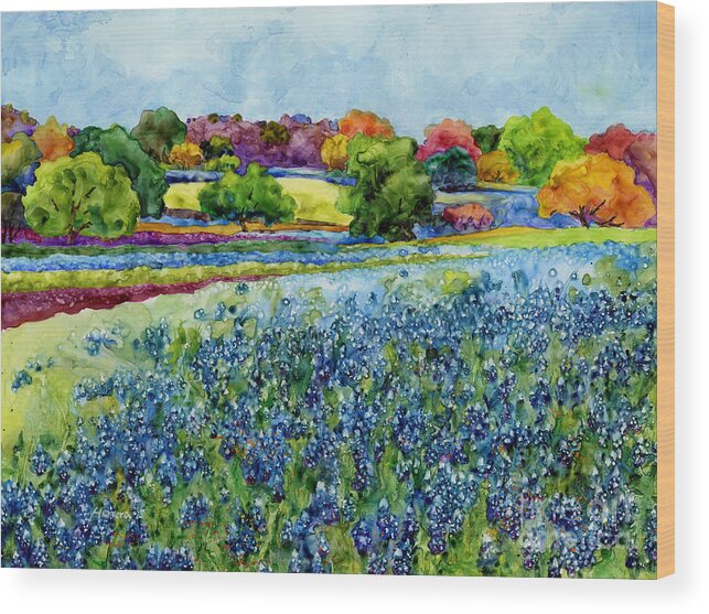 Bluebonnet Wood Print featuring the painting Spring Impressions by Hailey E Herrera