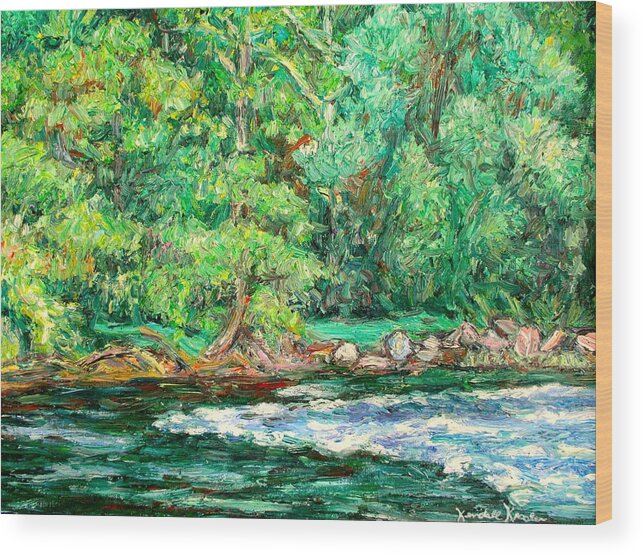 Rapids Wood Print featuring the painting Spring Rapids on the New River by Kendall Kessler