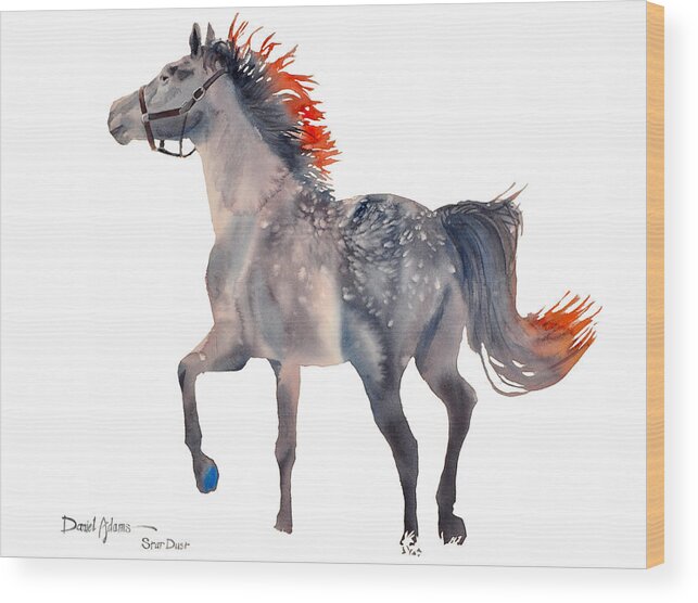 Horse Wood Print featuring the painting DA151 Star Dust by Daniel Adams by Daniel Adams