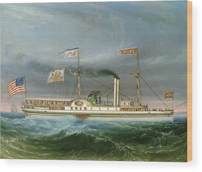 American 19th Century - Steamship Erie Wood Print featuring the painting Steamship Erie by MotionAge Designs