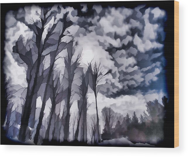 Abstract Wood Print featuring the photograph Stormy Sky by Mary Underwood