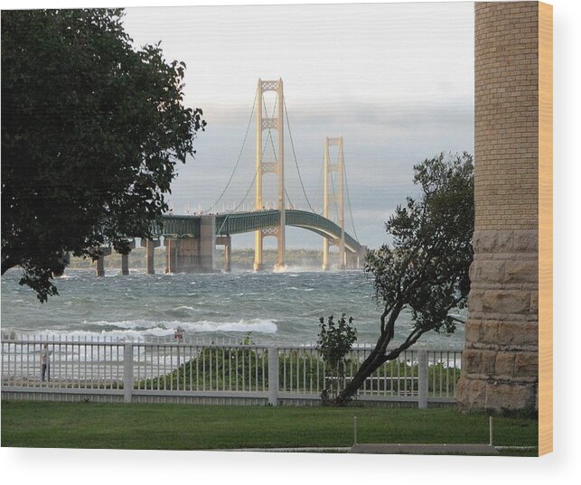 Mackinac Bridge Wood Print featuring the photograph Stormy Straits of Mackinac 2 by Keith Stokes