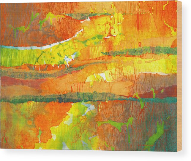 Strata Wood Print featuring the painting Strata by Lynda Hoffman-Snodgrass