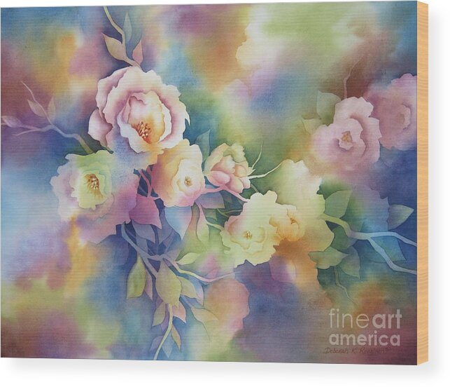 Floral Wood Print featuring the painting Summer Blooms by Deborah Ronglien