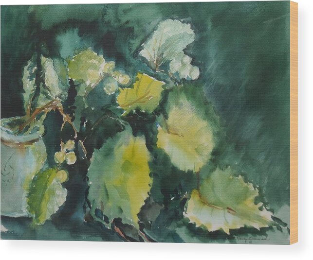 Still Life Wood Print featuring the painting Summer Grapes by Nancy Brennand