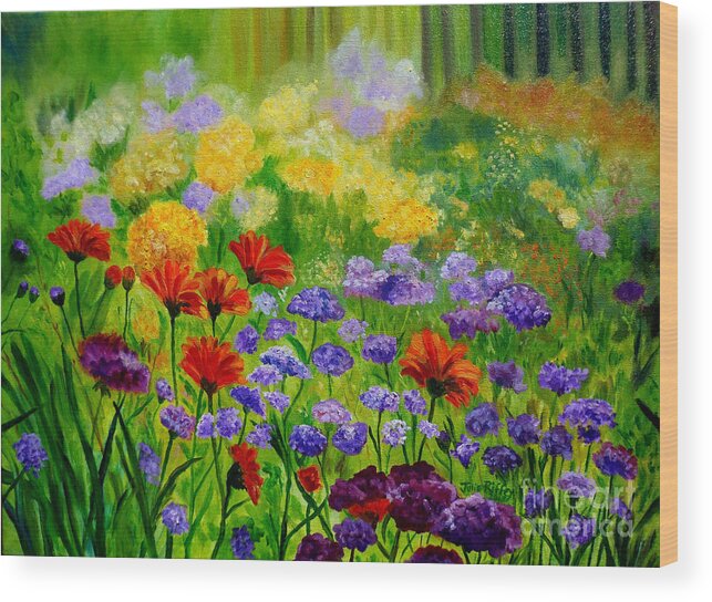 Flowers Wood Print featuring the painting Summer Show by Julie Brugh Riffey