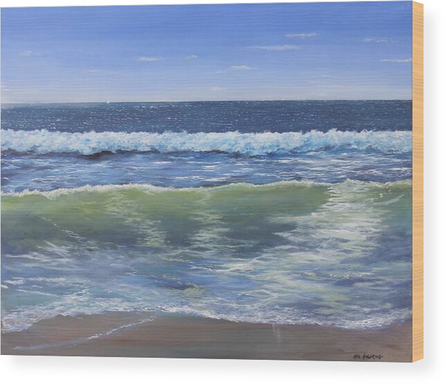  Wood Print featuring the painting summer Surf by Ken Ahlering