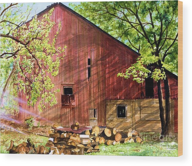Watercolor Barn Wood Print featuring the painting Sun Stroked by Barbara Jewell