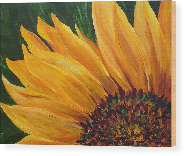 Flowers Wood Print featuring the painting Sunflower from Summer by Mary Jo Zorad