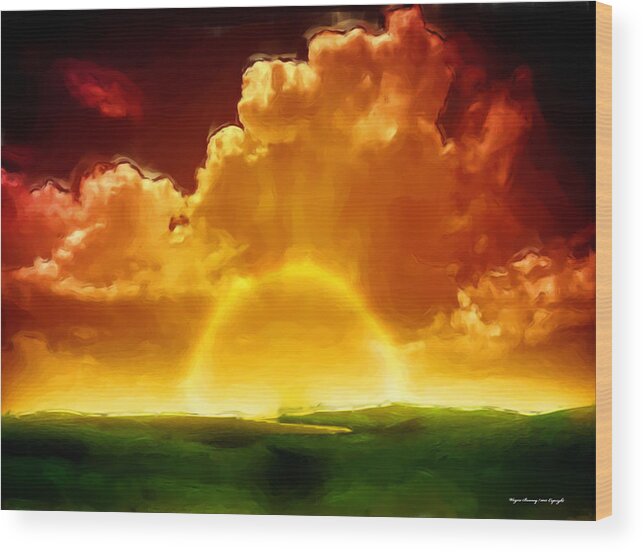 Landscape Wood Print featuring the painting Sunrise Explosion by Wayne Bonney