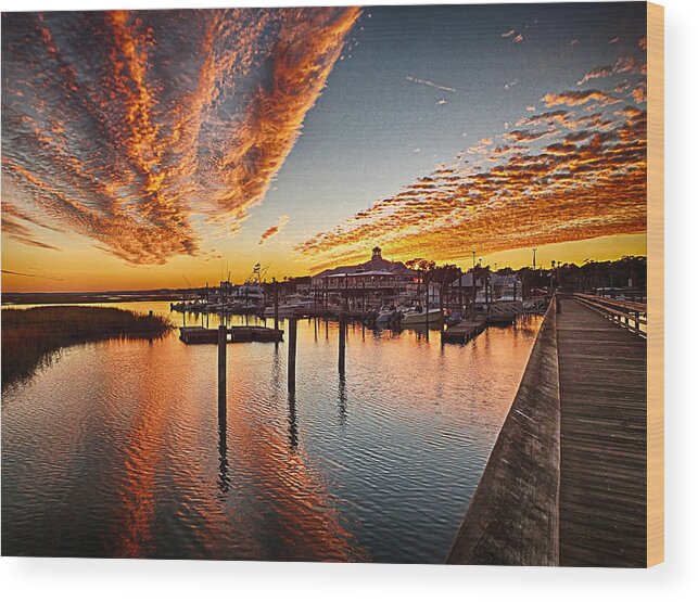 Sunset Wood Print featuring the photograph Sunset in Murells Inlet by Bill Barber