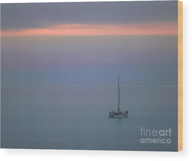 Sunset Wood Print featuring the photograph Sunset Sail by Clare VanderVeen