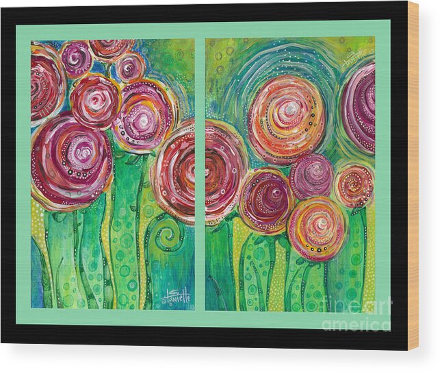 Floral Wood Print featuring the painting Sunshine Lollipops and Rainbows by Tanielle Childers