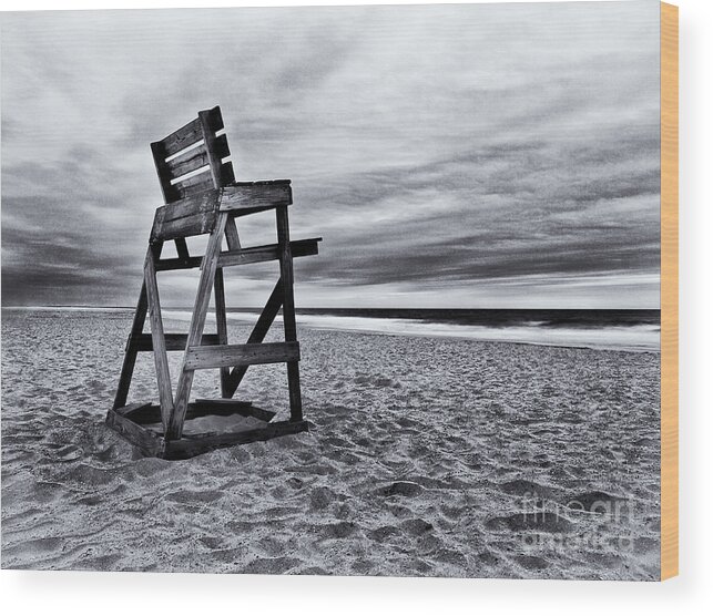Life Guard Chair Wood Print featuring the photograph Swim At Your Own Risk by Mark Miller