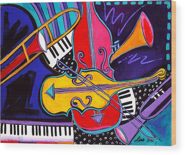 Music Wood Print featuring the painting Symphony by Linda Holt