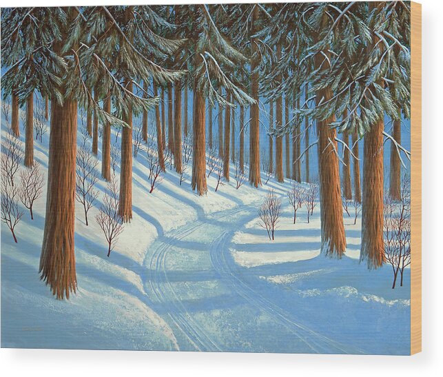 Tahoe Wood Print featuring the painting Tahoe Forest In Winter by Frank Wilson