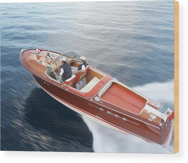 Tahoe Wood Print featuring the photograph Tahoe Riva Runabout aerial by Steven Lapkin