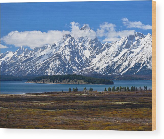 Tetons Wood Print featuring the photograph Teton Panorama I Left Panel by Greg Norrell