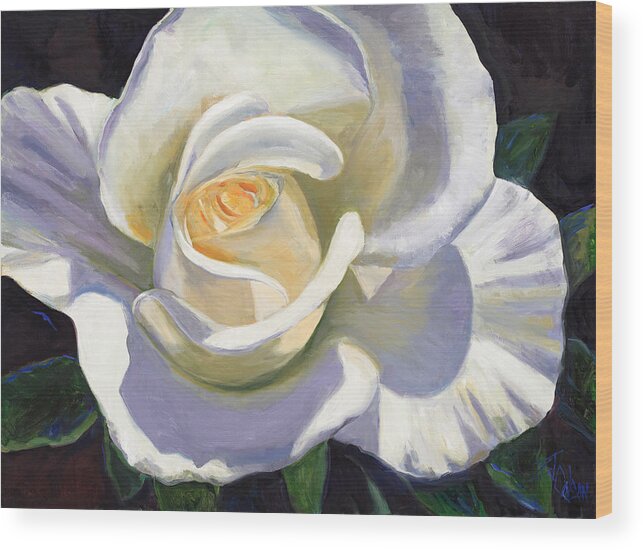 White Rose Wood Print featuring the painting The Beauty of Sunlight by Billie Colson