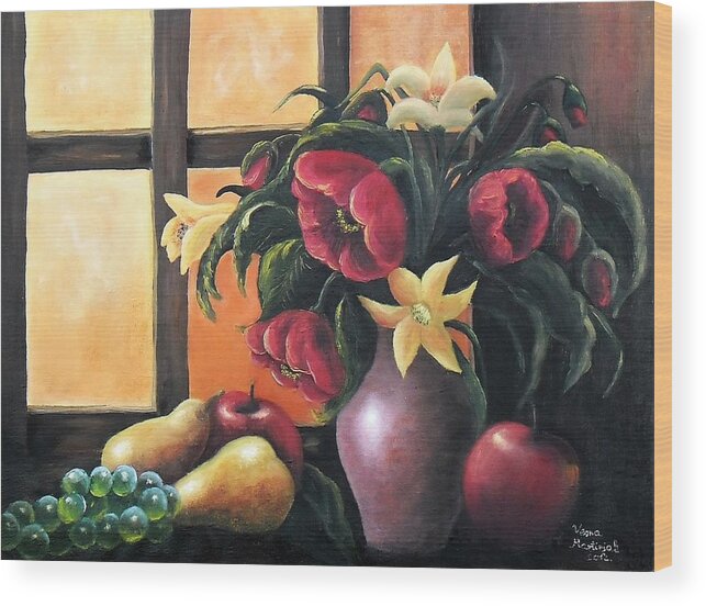 Still Life Wood Print featuring the painting The beauty of the moment  by Vesna Martinjak