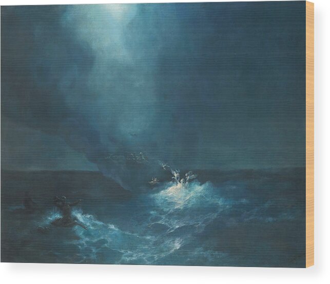 Ivan Konstantinovich Aivazovsky Wood Print featuring the painting The Birth of Aphrodite by Ivan Konstantinovich Aivazovsky