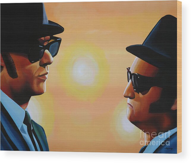 The Blues Brothers Wood Print featuring the painting The Blues Brothers by Paul Meijering