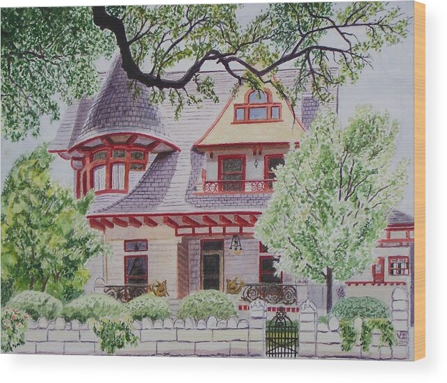 Watercolor Wood Print featuring the painting the Captain's House by Vera Smith
