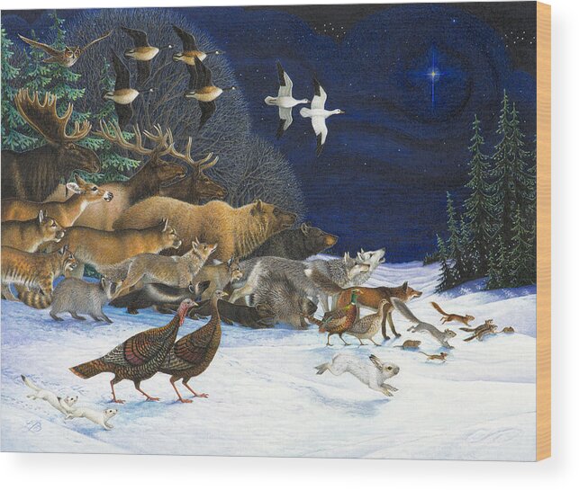 Christmas Wood Print featuring the painting The Christmas Star by Lynn Bywaters