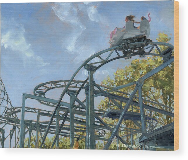 Playland Wood Print featuring the painting The Crazy Mouse by Marguerite Chadwick-Juner