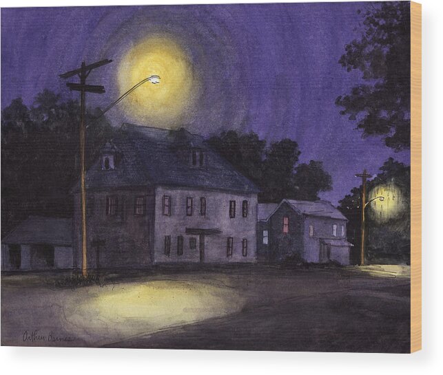 Nocturnes Wood Print featuring the painting The Erie Inn by Arthur Barnes