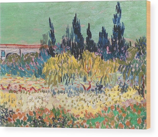 Post-impressionist Wood Print featuring the painting The Garden At Arles, Detail by Vincent van Gogh