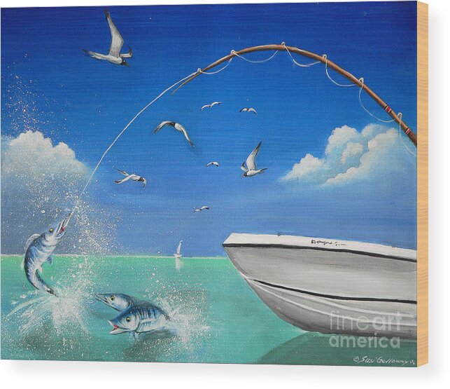 Boat Wood Print featuring the painting The Great Catch 2 by Artificium -