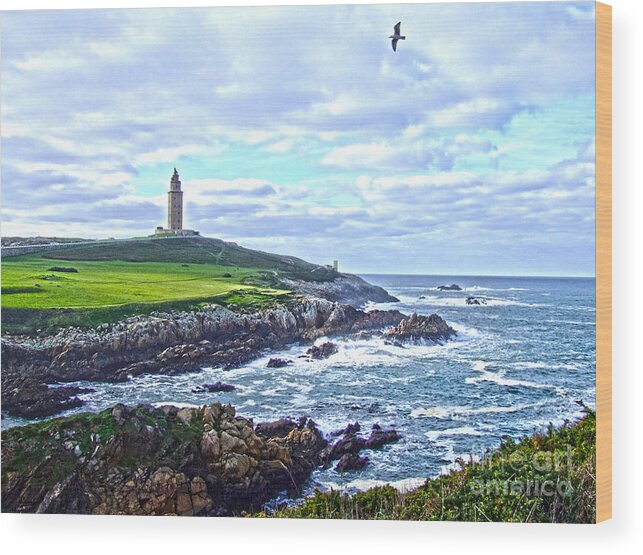 Spain Wood Print featuring the digital art The Hercules Tower by Andrew Middleton