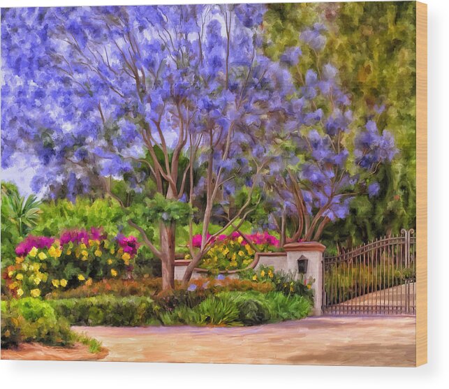 Landscape Wood Print featuring the painting The Jacaranda by Michael Pickett