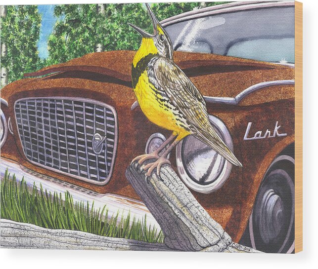Meadowlark Wood Print featuring the painting The Meadowlarks by Catherine G McElroy